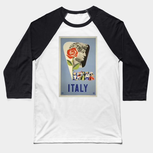 Vintage Travel - Italy Baseball T-Shirt by Culturio